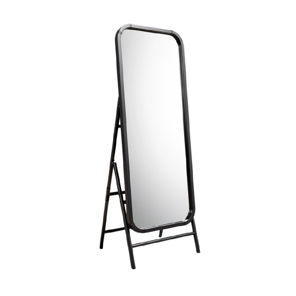 Modern Freestanding Full-Length Mirror with Black Frame